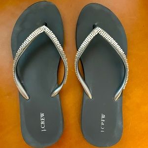 J Crew gray sparkle flip flops